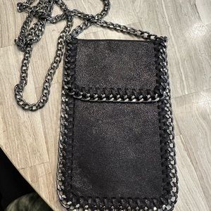 Black phone bag with chain